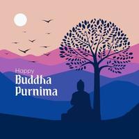 Budda purnima Festival illustrazione è mostrando meditazione vettore
