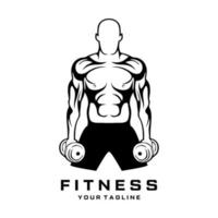 uomo con muscolare corpo vettore per Palestra e fitness centro logo
