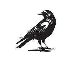 nero uccelli Corvo, corvo, torre o taccola. vettore illustrazione nel retrò stile