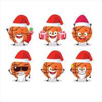 Santa Claus emoticon con cestino palla cartone animato personaggio vettore