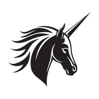 unicorno viso, sagome unicorno viso svg, nero e bianca unicorno vettore