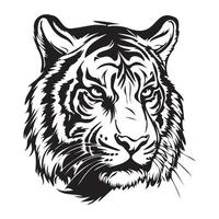 tigre viso, sagome tigre viso svg, nero e bianca tigre vettore