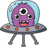 ufo alieno spazio cartone animato colorato clipart vettore