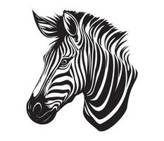 zebra viso, sagome zebra viso, nero e bianca zebra vettore
