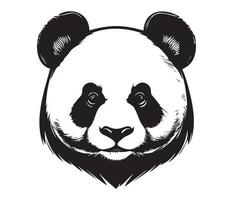 panda viso, sagome panda viso, nero e bianca panda vettore