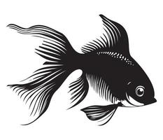 pesce rosso, d'oro pesce animale pesce illustrazione nero e bianca lato Visualizza schema Immagine vettore