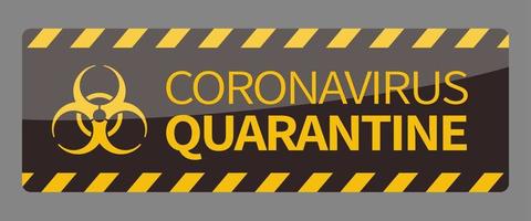 coronavirus quarantena avvertimento linea design nel giallo e nero vettore