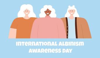 ritratto di un albino donne. vettore illustrazione di donne con albinismo. internazionale albinismo consapevolezza giorno. albinismo. genetico raro disturbo.