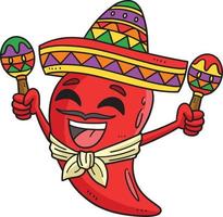 cinco de mayo jalapeno sombrero cartone animato clipart vettore