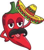 cinco de mayo jalapeno sombrero cartone animato clipart vettore