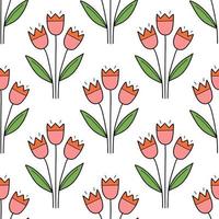 tulipano primavera senza soluzione di continuità modello vettore scarabocchio illustrazione