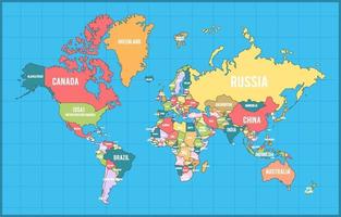 mondo carta geografica concetto con nazione nomi vettore