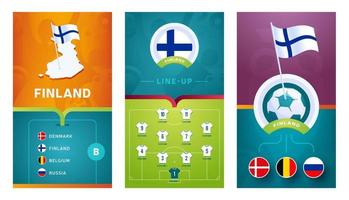 banner verticale di calcio europeo della squadra della finlandia impostato per i social media vettore