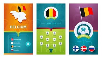 banner verticale di calcio europeo della squadra del belgio impostato per i social media vettore