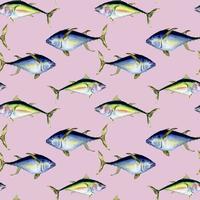 vario selvaggio mare pesce senza soluzione di continuità modello acquerello illustrazione isolato su rosa. vettore