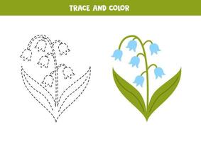 tracciare e colore cartone animato campanula. foglio di lavoro per bambini. vettore