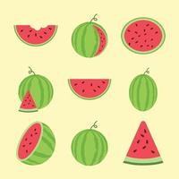 cartone animato piatto vettoriale frutta anguria set