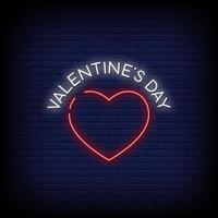 vettore del testo di stile delle insegne al neon di giorno di San Valentino