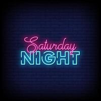 sabato notte insegne al neon stile testo vettoriale