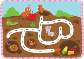 gioco educativo del labirinto per l'illustrazione dei bambini vettore