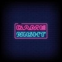 gioco notte insegne al neon stile testo vettoriale