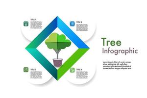 albero Infografica design modello. presentazione concetto con 4 opzioni, Infografica quello lineamenti il passaggi di il gestione processi può essere un' utile attrezzo per organizzazioni per visualizzare. vettore