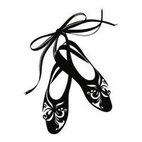 elegante balletto scarpe con arco nastri. monocromatico vettore illustrazione, Perfetto per danza studio, balletto classi, e abbigliamento da ballo disegni.
