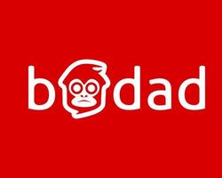 bodad o bodat scimmia lettera vettore logo design. grande combinazione di scimmia simbolo con lettera bodad. isolato con rosso sfondo.