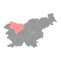 superiore carniola carta geografica, regione di slovenia. vettore illustrazione.