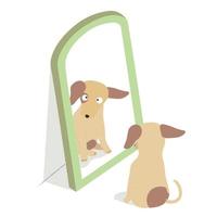 carino cani vettore nel cartone animato stile. cane e il specchio piatto vettore nel colore. collezione di carino animali domestici.