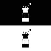caffè macinino piatto silhouette vettore. silhouette utensile icona. impostato di nero e bianca simboli per cucina concetto, cucina dispositivi, cucina elettrodomestici, cucina gadget, utensili da cucina vettore