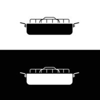 torrefazione padella silhouette piatto vettore. silhouette utensile icona. impostato di nero e bianca simboli per cucina concetto. pentolame icona per ragnatela. stoviglie. vettore