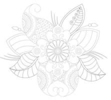 adulto colorazione pagina con floreale stile. schema fiore modello nel mehndi stile. scarabocchio ornamento nel nero e bianca. gratuito vettore