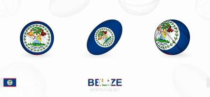 gli sport icone per calcio, Rugby e pallacanestro con il bandiera di Belize. vettore