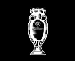 Euro trofeo uefa ufficiale logo simbolo bianca europeo calcio finale design vettore illustrazione con nero sfondo