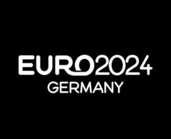 Euro 2024 Germania ufficiale logo nome bianca simbolo europeo calcio finale design illustrazione vettore con nero sfondo