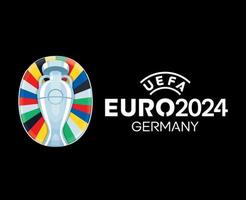 Euro 2024 Germania ufficiale logo con nome simbolo europeo calcio finale design vettore illustrazione con nero sfondo