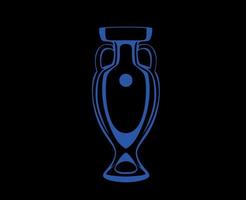Euro trofeo simbolo blu europeo calcio finale design illustrazione vettore con nero sfondo