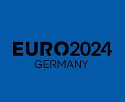 Euro 2024 Germania logo ufficiale nome nero simbolo europeo calcio finale design illustrazione vettore con blu sfondo
