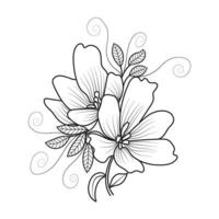 impostato di differents fiore linea su bianca sfondo. fiori disegno con Linea artistica su bianca sfondi. vettore