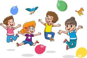 contento poco bambini avendo divertimento. vettore illustrazione di carino bambini salto danza