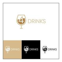 4 bevande piatto logo disegno, logo design con multiplo variazioni vettore