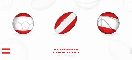 gli sport icone per calcio, Rugby e pallacanestro con il bandiera di Austria. vettore