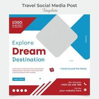 turismo e viaggio vacanza vacanza sociale media inviare e piazza aviatore inviare bandiera modello design vettore