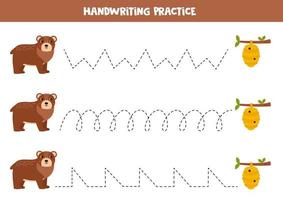 tracciato Linee per bambini. cartone animato orso e alveare. vettore
