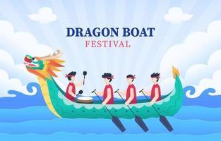 festival cinese delle prestazioni della barca del drago vettore