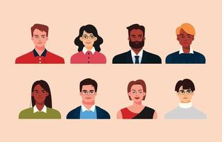 collezione di avatar di persone d'affari multiculturali vettore
