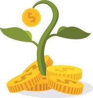 vettore Immagine di d'oro monete in crescita su un' pianta