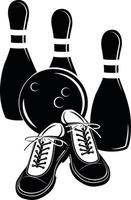 silhouette di bowling scarpe e perni vettore