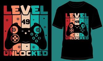 gamer o gioco livello 49 sbloccato maglietta design vettore